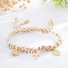 1 chiếc vòng tay mặt dây chuyền hình thánh giá phong cách Bohemian, vòng tay hình tròn Chúa Giê-su, vòng tay mặt dây chuyền hình bầu dục, vòng tay dây bện nhiều màu sắc, vòng tay đôi, vòng tay bạn bè, quà sinh nhật, quà gia đình, quà may mắn, quà tặng cho phụ nữ theo đạo Cơ đốc, quà tặng tuyệt vời nhất. - Nhiều màu-A - Xem 17