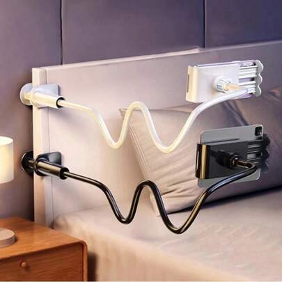 1个高品质360°旋转手机/平板电脑支架，螺旋底座，重型柔性鹅颈式可调节支架，适用于床边，适用于手机和平板电脑，非常适合在床上、办公室、厨房、健身房使用，是学生和远程工作者的理想返校礼物。办公桌配件，办公用品，办公装饰