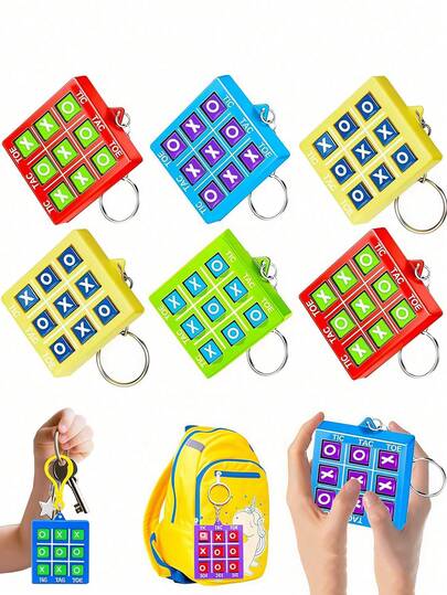 1/2/5个装 - 井字棋游戏，情人节派对礼物，礼品袋，圣诞袜填充物，井字棋钥匙扣，奖品，益智游戏，情人节生日派对礼物（男孩女孩皆宜），减压游戏，适合生日派对、班级派对、复活节派对、派对礼物、返校礼物、新学期学生礼物。可爱的钥匙扣，小巧便携，可轻松挂在钱包、背包、口袋、墙壁和任何夹子上。