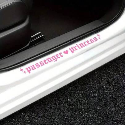 Universal Star Passenger Princess Car Door Sill Protector Stickers, Scratch-Resistant, Waterproof Vinyl Decals With Fashionable Star & Letter Pattern, Suitable For Sedan, SUV, Truck, Easy To Apply And Remove, Car Door Sill And Trunk Protector Sticker Set