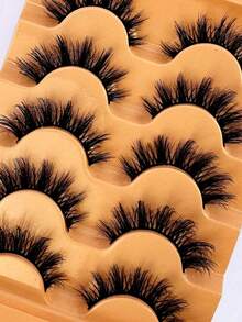5 Pairs D-Curl Fluffy 5D Russian Volume Faux Mink Eyelashes - Black - View 4