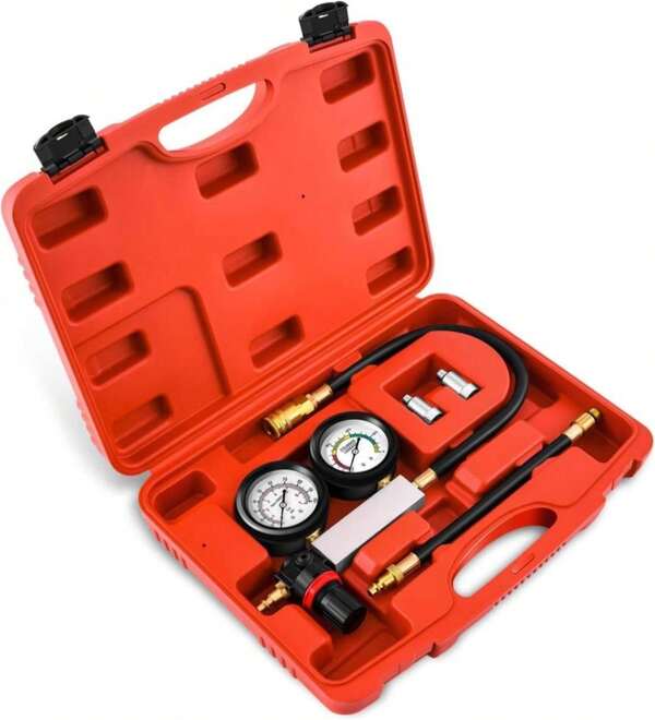 DNA MOTORING TU-21 Cylinder Leak Down Tester Kit Automotive Engine Pressure Gauges Compression Test Leakage Detector Tool Set, TOOLS-00335