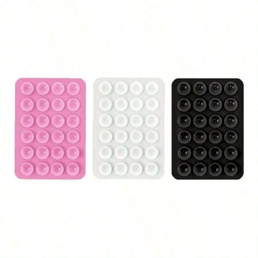 3 Peças Suporte de Telefone de Ventosa de Silicone Portátil e Móvel, Ventosas Quadradas Universais de Silicone com Pegada Antiderrapante Super Forte para Selfie, Vídeo e Acessórios de Telefone Multifuncionais Adequados para Todos os Modelos, Presente de Primavera - Multicolorido - Visão 1