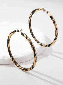 European And American Cross-Border Geometric Circle Leopard Print Earrings, Exaggerated Retro Elegant Fashion Elegant Earrings - Earrings - View 2