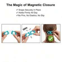 2pcs Women Magnetic Flat Hair Clips - Strong Non-Slip No Trace No Residue, Suitable For Home And Travel, Easy To Use Hair Styling - A - View 8