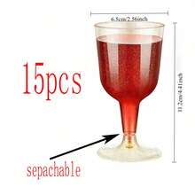 2/1pc 161.6ml Gold Glitter Champagne Cocktail Glass, Suitable For Wedding, Birthday, Bridal, Graduation Party, Reusable - Clear - View 19