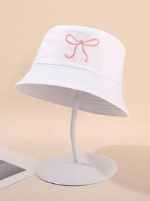 1 chiếc mũ tai bèo trẻ em màu hồng ngọt ngào thêu nơ, vành rộng thoáng khí, thích hợp cho mặc hàng ngày và chụp ảnh. - 1PC - Xem 6