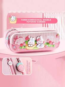 1pc 3D Cartoon Student Pencil Case - Crush-Resistant Dual Layer Large Capacity, Built-In Elastic Band Holder, Lightweight Multi-Pattern High Cost-Performance Stationery Box - Double-layer 3D Pencil Case - View 10