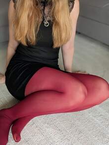 Curvy Bordeaux Valentine's Stockings | Transparent Elegance, Stretchy Fit & Gift-Ready - Burgundy - View 3