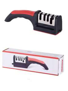 1pc Professional Knife Sharpener | Tungsten Carbide, Diamond & Ceramic Sharpening Stones, Plastic Material, No Electricity Needed, Gift Box Packaging - Red - View 5