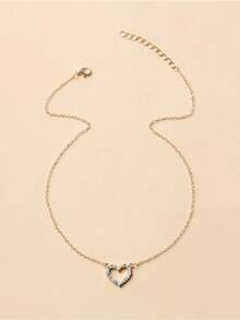 Rhinestone Heart Decor Necklace Valentines Mom Mother Mother's Day Gift - 黃金 - 查看 3