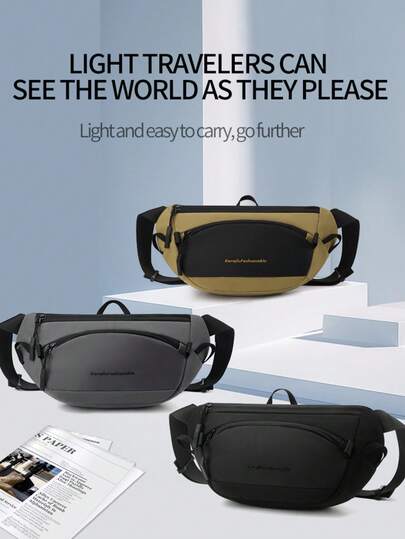 1pc Lightweight Men's Waist Bag, Large Capacity Durable Outdoor Sports Messenger Bag, Crossbody Chest Bag For Commuting And Travel