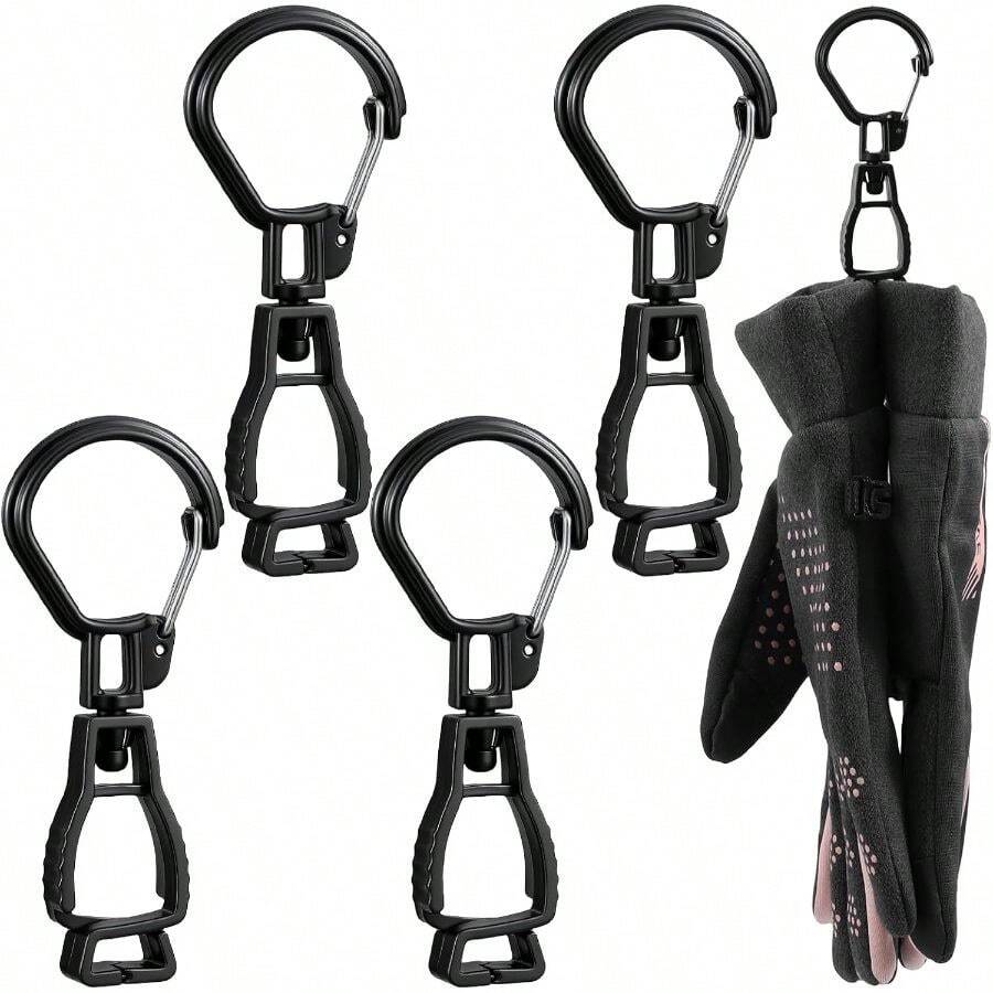 4 Pcs Glove Clip, Work Safety Glove Holder Clip, Construction Accessories Work Gloves Holder Helmets Hanger Clamp - 4 + Black + One Size - View 1