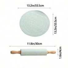 1 Set High-Quality Rolling Pin And Non-Stick Silicone Baking Mat - Essential Baking Tools For Home Kitchen, Wooden Handle, Easy-Clean Silicone Mat For Hassle-Free Cooking Adventures, Includes Rolling Pin - View 3