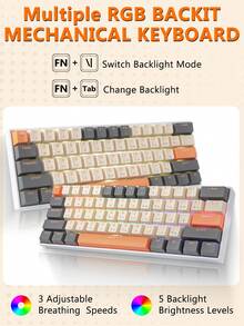 Teclado para portátil pequeño con cable compacto 60% Magegee 61 teclas y retroiluminación RGB para Windows portátiles y players - Ver 8