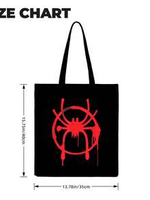 Parallel Universe Red Logo   Brave Miles Morales  Reusable Women Canvas Shopping Bag  Friendly Perfect Daily Use Gift, - Black - View 6