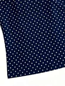 Women's Fashion Navy Blue Polka Dot Print Round Neck Fitted Casual Vacation Sexy Camisole Top, Beach Outfit - Navy Blue - View 6