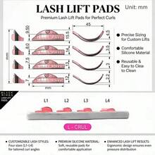 BLACKWINGS Bộ dụng cụ uốn mi tái sử dụng 4 cặp, bao gồm miếng đệm uốn mi, miếng đệm nâng mi silicon, dụng cụ uốn mi, que thoa, dụng cụ hỗ trợ uốn mi, dung dịch uốn mi, que uốn mi silicon, que nâng mi, dụng cụ trang điểm làm đẹp, miếng đệm nâng mi tái sử dụng. - Màu Hồng Dưa hấu - Xem 5