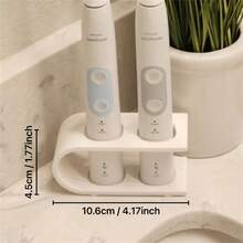Soporte universal para cepillo de dientes eléctrico | Base antideslizante y ventilada para almacenamiento seco | Diseño minimalista moderno (disponible en ranuras individuales/dobles) - Multicolor - Ver 4
