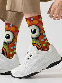 1 双 360 男士袜子 – 趣味十足的全幅印花，印有滑稽的表情，柔软舒适，弹性极佳，这款时尚休闲街头嘻哈 360 袜子非常适合用作压缩装备、情人节袜子或宽松的孕妇袜。 - 彩色 - 查看 1
