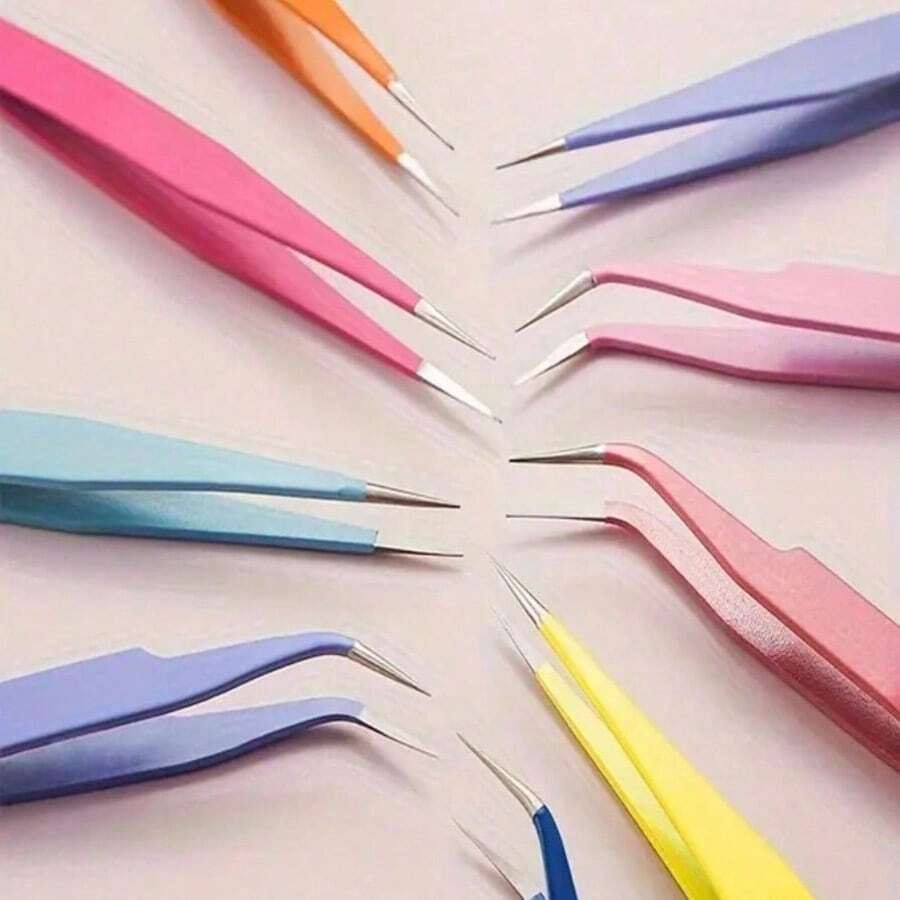 2/6 Pcs Macaron Color Craft Tweezers, Stainless Steel Precision Tools For Scrapbooking, Nail Art, Stickers And DIY, Non-Electric, No Scent, Mixed Colors - 多色的 - 查看 1