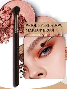 1pc Premium Copper Ferrule Goat Hair Eyeshadow Brush, Professional Makeup Tool For Eye Makeup, Ideal Gift - Black - View 2