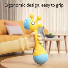 Giraffe Sensory Toy, Baby Rattle With Soothing Sounds, Soft Tactile And Easy To Grasp, Helps Develop Motor Skills And Emotional Stability, Suitable For 0-24 Months Infants, Yellow And Blue, Learning Toy - Multicolor - View 8