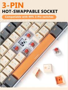 Teclado para portátil pequeño con cable compacto 60% Magegee 61 teclas y retroiluminación RGB para Windows portátiles y players - Ver 4