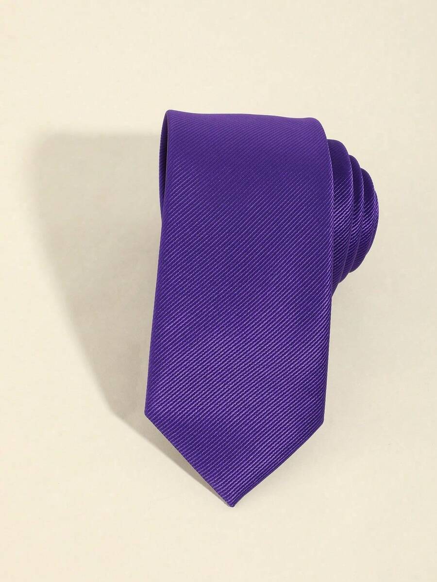 1条优质简约百搭时尚紫色领带，男女通用 - 彩色 - 查看 1