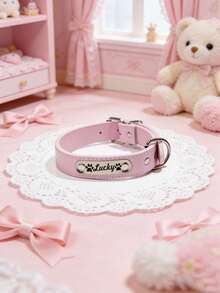 [Customized] Adjustable Faux Leather Pet Collar With Customizable Pet Name And Phone Number - Gift For Pets From Owners - Multicolor - View 7