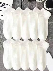 10 Pairs Men's White Athletic Socks, Moisture-Wicking Breathable Tennis Badminton Basketball Sports Socks - Multicolor - View 6