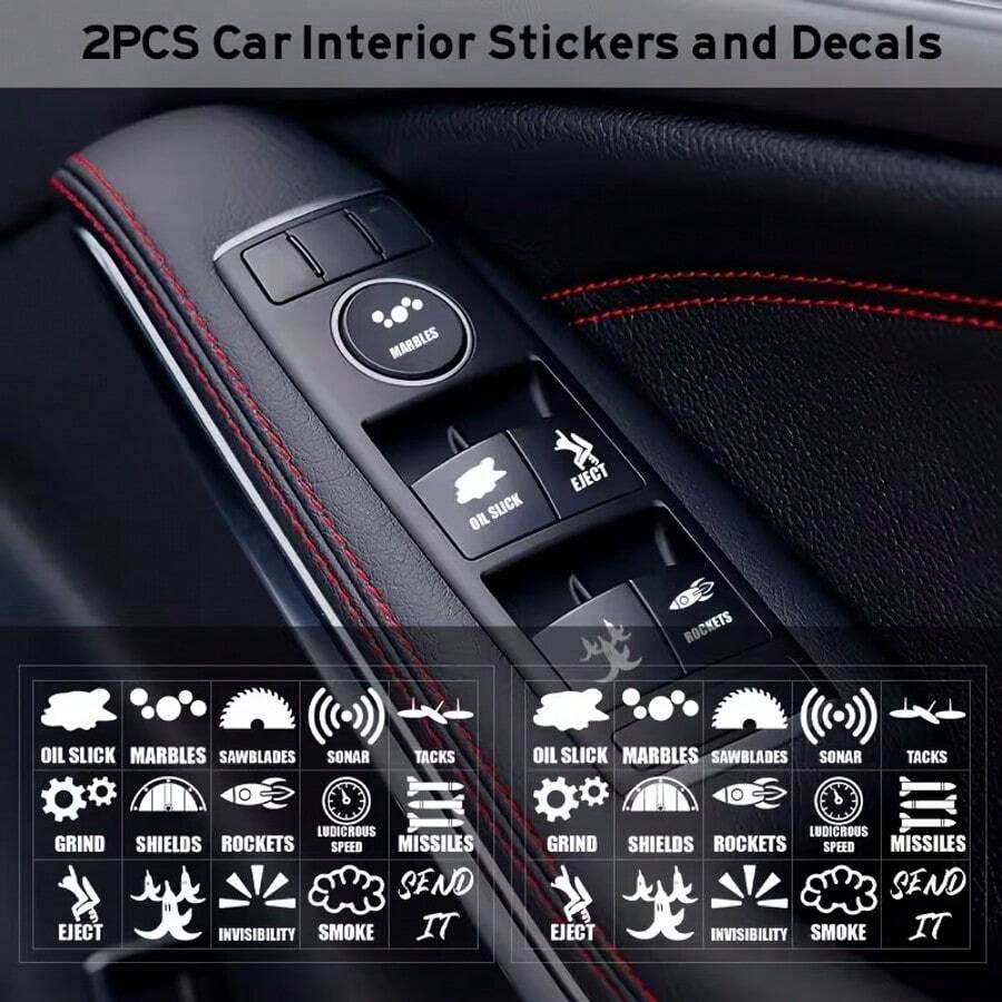 2pcs Novelty Stickers For Car Or Truck, Unused Button, Car Sticker Switch Labels, Control Panel Button Stickers, Car Interior Stickers And Decals - 2 Universal Car Button Stickers - View 1