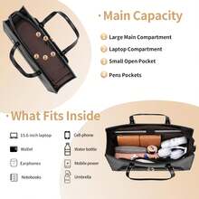 LOVEVOOK Women's Lunch Tote Bag Insulated Laptop Briefcase With Lunch Compartment 15.6-Inch 2-In-1 Lunch Tote Spacious Computer Bag Ideal For Professionals, Teachers, Nurses, Office Use & Casual Occasions - 查看 5