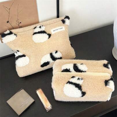 Large Capacity Cute Panda Cosmetic Bag, Toiletry Organizer Pouch, Inner Lining Bag, Pillow Bag