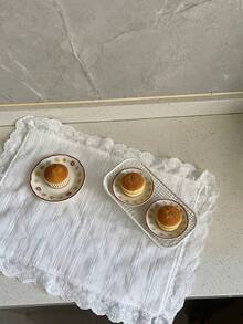 1pc/2pcs/6pcs Korean Wave Texture Striped Placemats, Princess Style Dining Cloth With Ruffle Edges, Cute Food Plate Insulation Mats - Multicolor - View 1