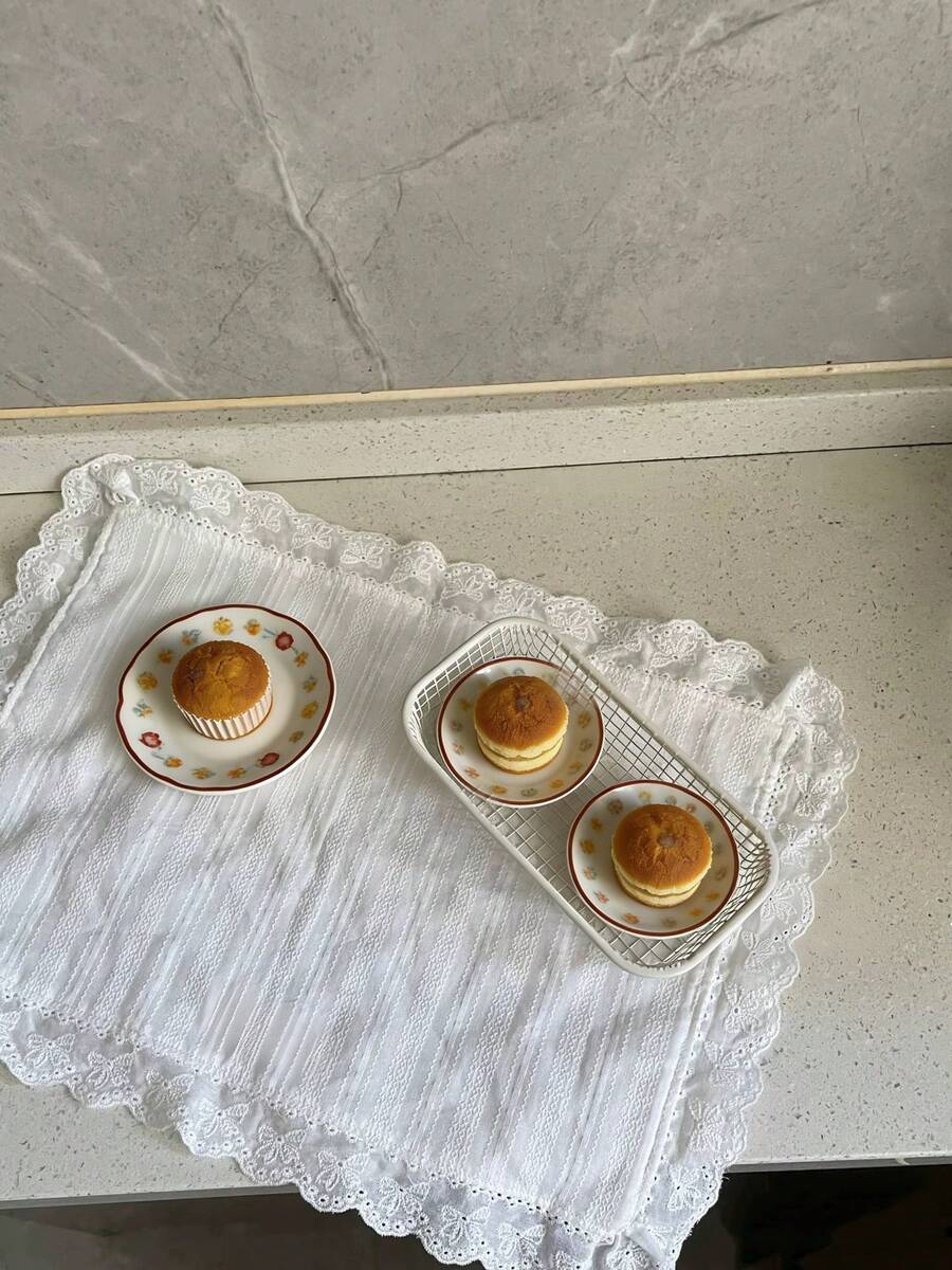 1pc/2pcs/6pcs Korean Wave Texture Striped Placemats, Princess Style Dining Cloth With Ruffle Edges, Cute Food Plate Insulation Mats - Multicolor - View 1