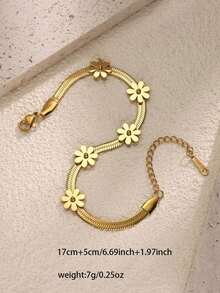 1件不锈钢心形吊坠金色手链，适合女性佩戴 - 金黃色 - 查看 5