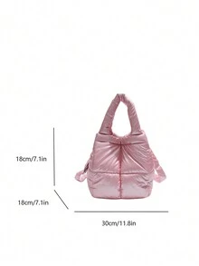 新款棉质小手提包，时尚简约羽绒包，托特包，水桶包，多功能单肩斜挎包 - 彩色 - 查看 10