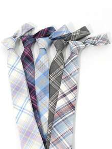 1 chiếc cà vạt kẻ caro hồng unisex, cà vạt thời trang thường ngày phù hợp cho sân khấu, tiệc tùng, quà tặng ngày Valentine hoặc phụ kiện hàng ngày. - Màu Hồng baby - Xem 4