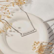 1 Pc Custom Name Bar Necklace Engraved Letter Stainless Steel Jewelry - Multicolor - View 8