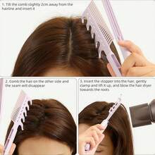 2-In-1 Wide And Fine Teeth Textured Comb, Volumizing And Styling Comb, Anti-Frizz And Smoothing Comb, Unisex And Suitable For All Hair Types. - Multicolor - View 2