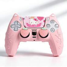 PlayStation5 Controller Set: Includes 1 Silicone Cute Thumb Grip Cap, 1 Controller Protective Case, And 1 Sticker, 5pcs/Set - View 12
