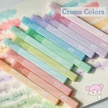 4pcs Cream-Colored Fluorescent Highlighter Pens, Elegant Cream Tone Highlighters For Students, Suitable For Diary, Notebook Highlighting, Back To School Supplies, Office Marker Pens - Sets - View 3