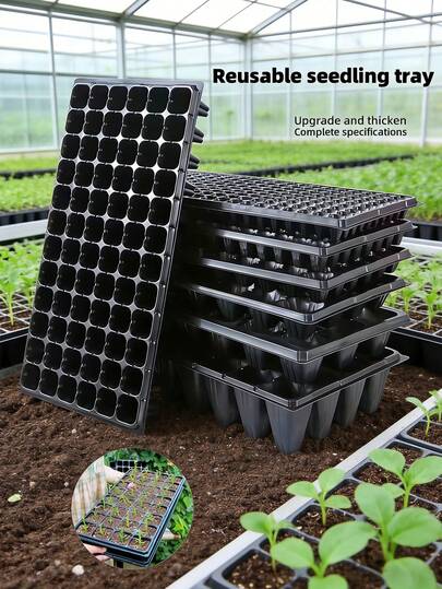 1/10pcs Reusable 32-200 Holes Seed Germination Tray, Thick Plastic Plant Sprouting Pot Set With Drainage Holes, Separable Seedling Tray For Vegetables, Flowers, Greenhouse, Outdoor Gardening, Indoor Plants