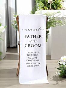 1pc Groom Father Wedding Memorial Reserved Seat Card, Solemn Tribute To Parents In Heaven, Wedding Celebration Linen Memorial Plaque, Memorial Gift, Memorial Seat - Multicolor - View 1