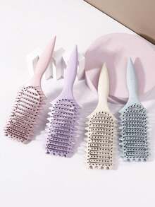 Lockborste - Ihålig kam med nylonborst och ABS-handtag, lämplig för alla hårtyper, skapar lockiga frisyrer och håller stylingen - Multifärgad - Visa 3