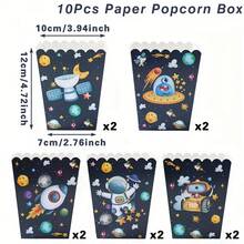 10/20个宇航员主题爆米花盒 - 太空派对用品，带火箭、卫星和宇航员剪纸（头部/手部空白款） - 生日派对礼品、婚礼装饰 - 坚固的纸质礼品盒 - 彩色 - 查看 2