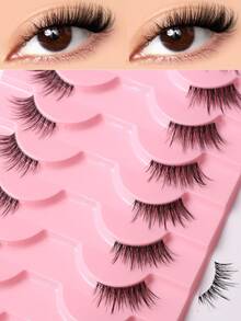 5D Transparent Stem Half-Eye False Eyelashes, More 3D Effect, Natural & Realistic Look, Lightweight & Comfortable, Dramatic Appearance, C-Curl, 5-13mm, Handmade, Suitable For Party, Daily Wear, Great Gift For Valentine's Day & Mother's Day - View 6