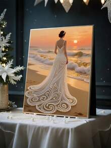 1 Set Beach Bride Diamond Painting Kit, Includes Pearls, Gifts & Tools, Suitable For Beginners & Crafters, Can Be Used For Wall Decor, Bedroom Decor, Birthday, Father's Day, Mother's Day, Wedding Gift, Bathroom Decor - View 10