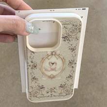 1pc TPU Material Retro Palace Style Floral Bow Swan Pattern Phone Case Compatible With Iphone 17 Pro Max/17/16 Pro Max/15/13/12/11, S20 FE/A15/S24/A55, Note 11/12/13 Pro, Full Coverage Anti-Drop Soft Protective Phone Cover - White - View 3